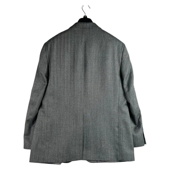 Saddlebred Mens 2 Button Herringbone Blazer 100% Lambswool Sport Coat Jacket 46R - Picture 2 of 8
